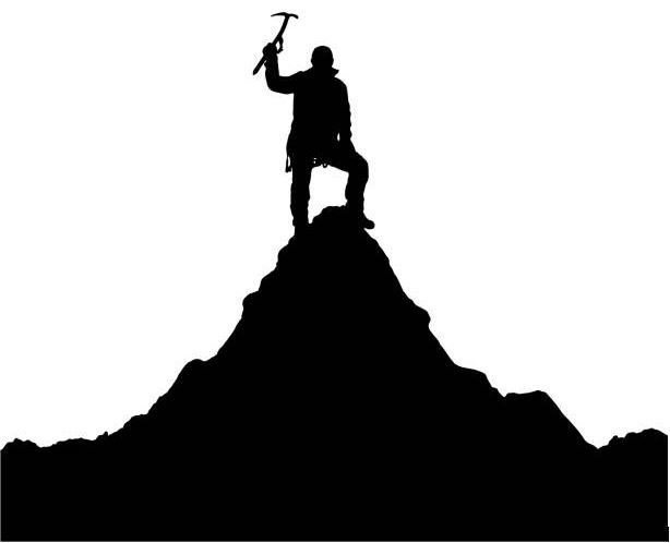 A person climbing a mountain